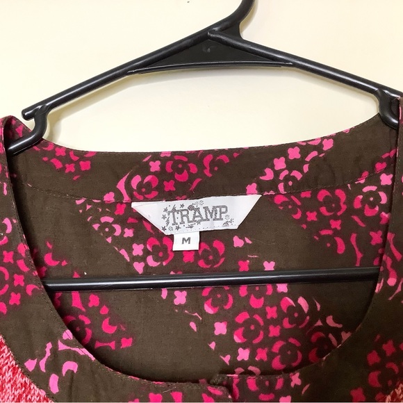 < Y2K TRAMP Brown & Pink Floral Print Dress > - Picture 4 of 5